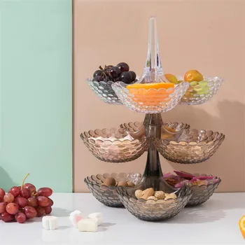 

Stacked European Storage Tray Multi-layer Plastic Plate Dried Fruit Snack Platter Bowl Table Snack Candy Trays Rack Organizer