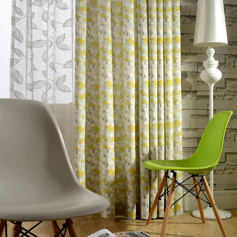 

Factory Direct Curtain Fabric Modern Pastoral American Curtains Polyester Cotton Printed Curtain Screen Width