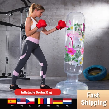 

160cm Boxing Punching Bag Inflatable Free-Stand Tumbler Muay Thai Training Pressure Relief Bounce Back Sandbag with Air Pump