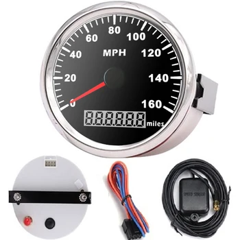 

85mm GPS Black Speedometer Gauge 0-160 MPH Odometer for Car Truck Motorcycle Tractor Marine ATV With Red Backlight 12V 24V