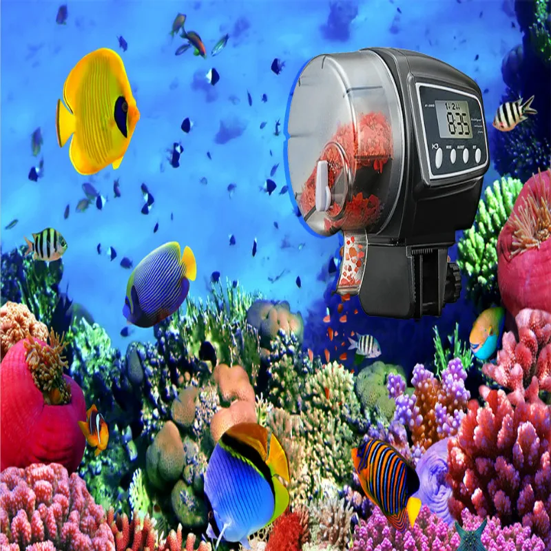 Digital Automatic Fish Feeder Fish/Turtle Feeder for Aquarium&Fish Tank Vacation&Weekend Fish Food Dispenser Batteries Included