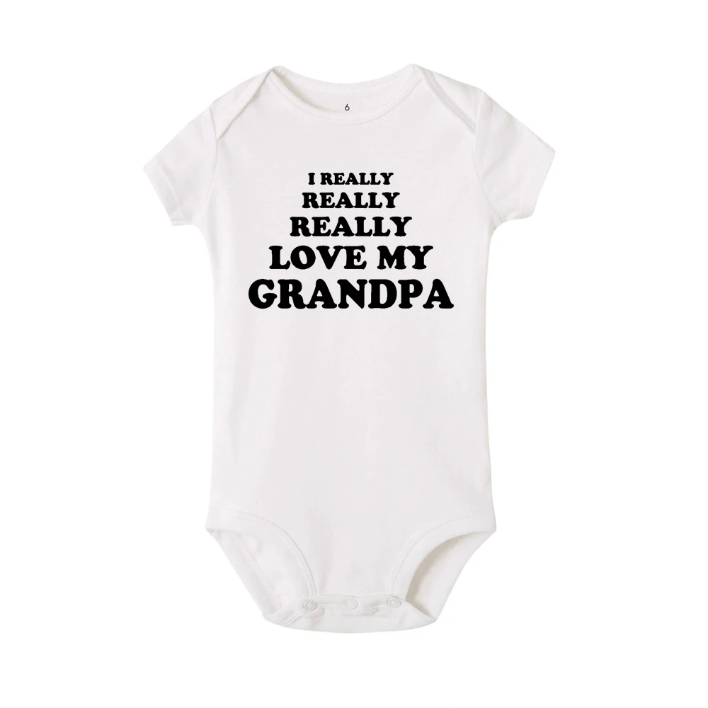 I Love My Grandma and Grandpa Baby Bodysuit Cute Newborn Baby Rompers Summer Short Sleeve Bodysuits Boy Girl Clothes baby bodysuit