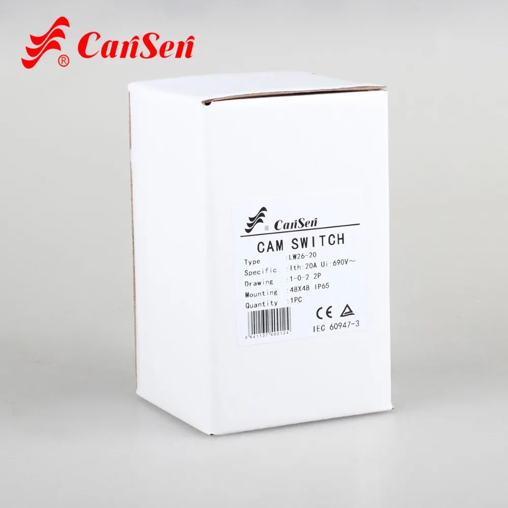 CANSEN LW26-20 Ith 20A поворотный кулачковый переключатель 1-0-2 2P с IP65 Водонепроницаемый коробка наружный переключатель