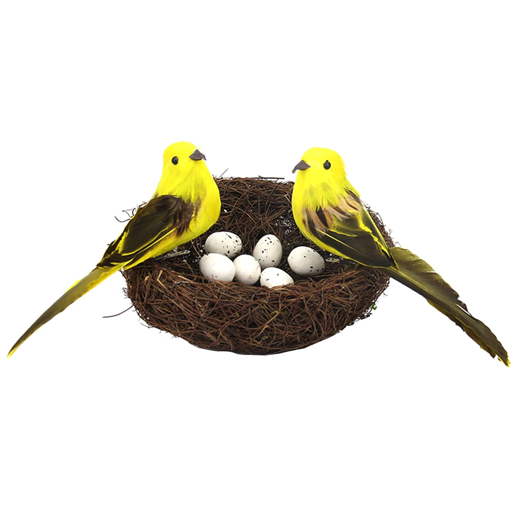 8pcs Set Artificial Birds Nest Bird Eggs Easter Decorations For Home Decor Props Ornaments Egg Childrens Room Layout | Дом и сад