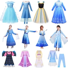 Платье для девочек; платье Эльзы; вечерние платья; одежда для костюмированной вечеринки для девочек; платье принцессы Анны на день рождения; Рождественский костюм для детей