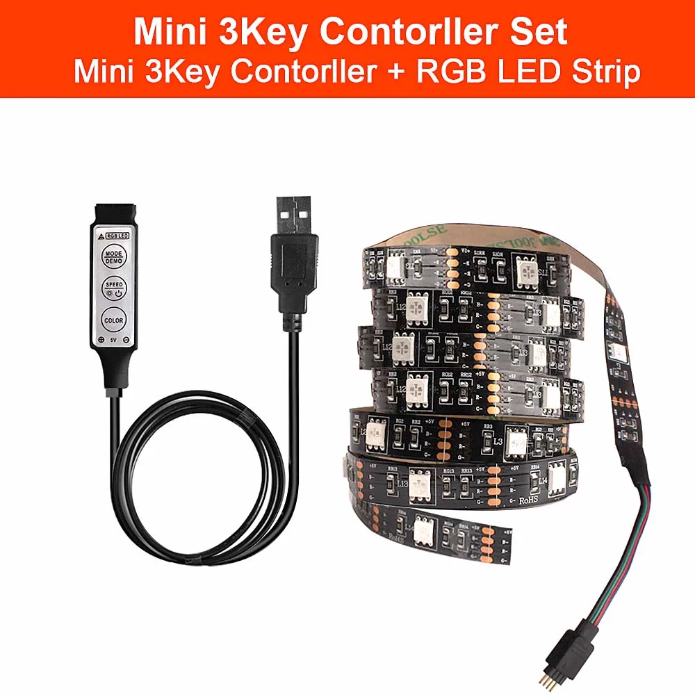 Подсветка для кухни Контроллер Bluetooth, кухонная лампа, 5 В, Мощный USB светодиодный светильник, шкаф под шкафом, Диод красный-зеленый-синий, ночной люсис привело освещение 2 м 3 м светодиод светильник светодиодный - Цвет: Mini 3Keys Set
