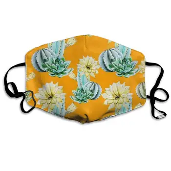 

Mouth Mask Cactus Yellow Print Masks - Breathable Adjustable Windproof Mouth-Muffle, Camping Running for Women and Men