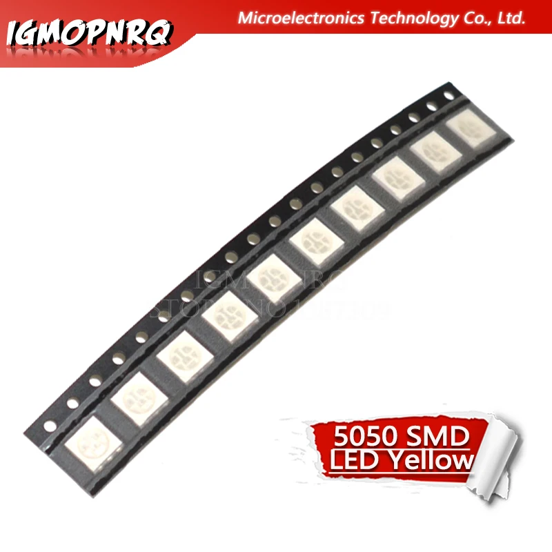 100 шт. желтый 5050 светодиодные диоды smd свет
