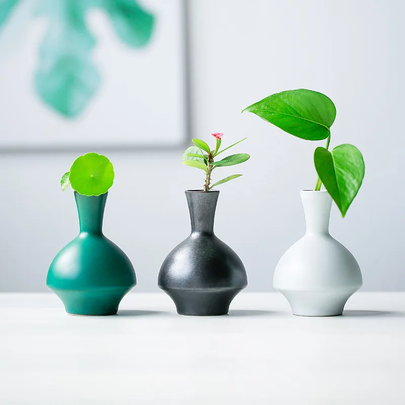 Mini Ceramic Flower Insert Handmade Antique Stoneware Vase Dried Zen Chinese Small Porcelain Pot | Дом и сад