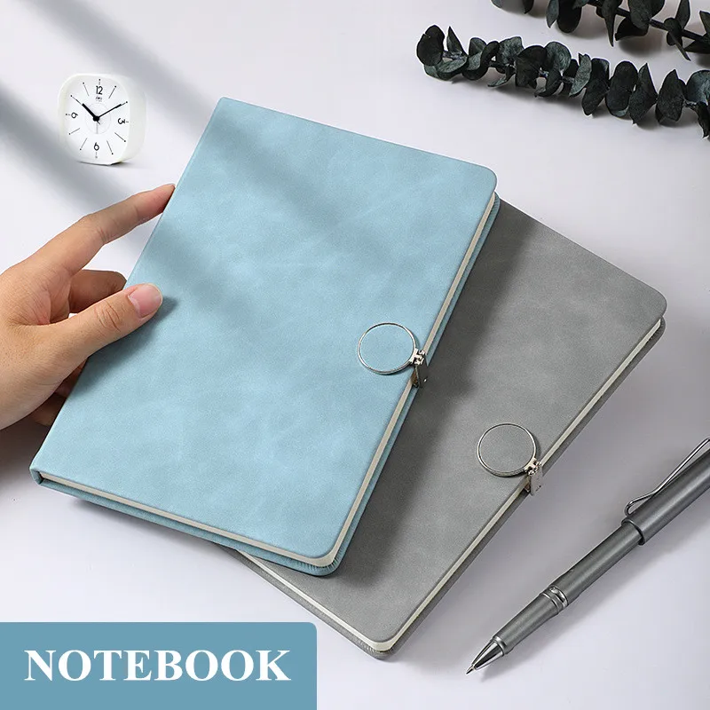 

A5 Notebook Thickened Simple Literature and Art Hard Leather Magnetic Buckle Creative Work Meeting Record Business Notebook
