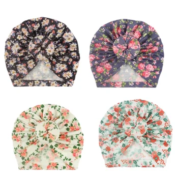 

Floral Print Turban Hat Cap Beanie Bow Knot Headband Newborn Head Wrap Infant Baby Girl Clothing Accessories