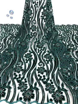 

French African Lace Fabric 2019 High Quality Lace Sequins Tulle Nigerian Mesh Lace Material For Wedding Dress