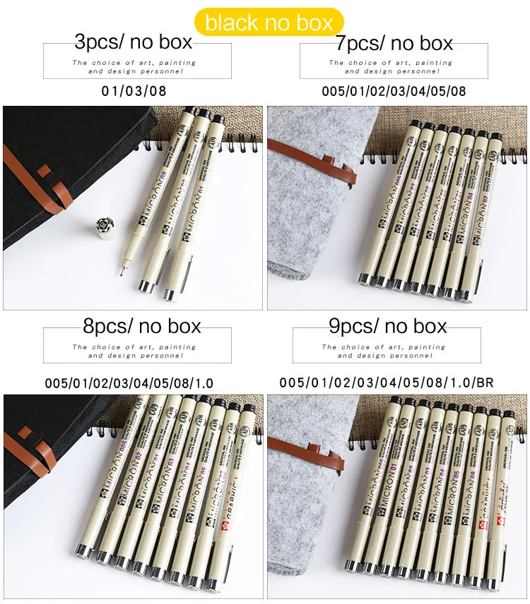 Японская Сакура тонкая ручка маркер 0,5 0,3 0,8 различные размеры Резьба Рисование ручка цветная ручка Лот живопись школьные принадлежности
