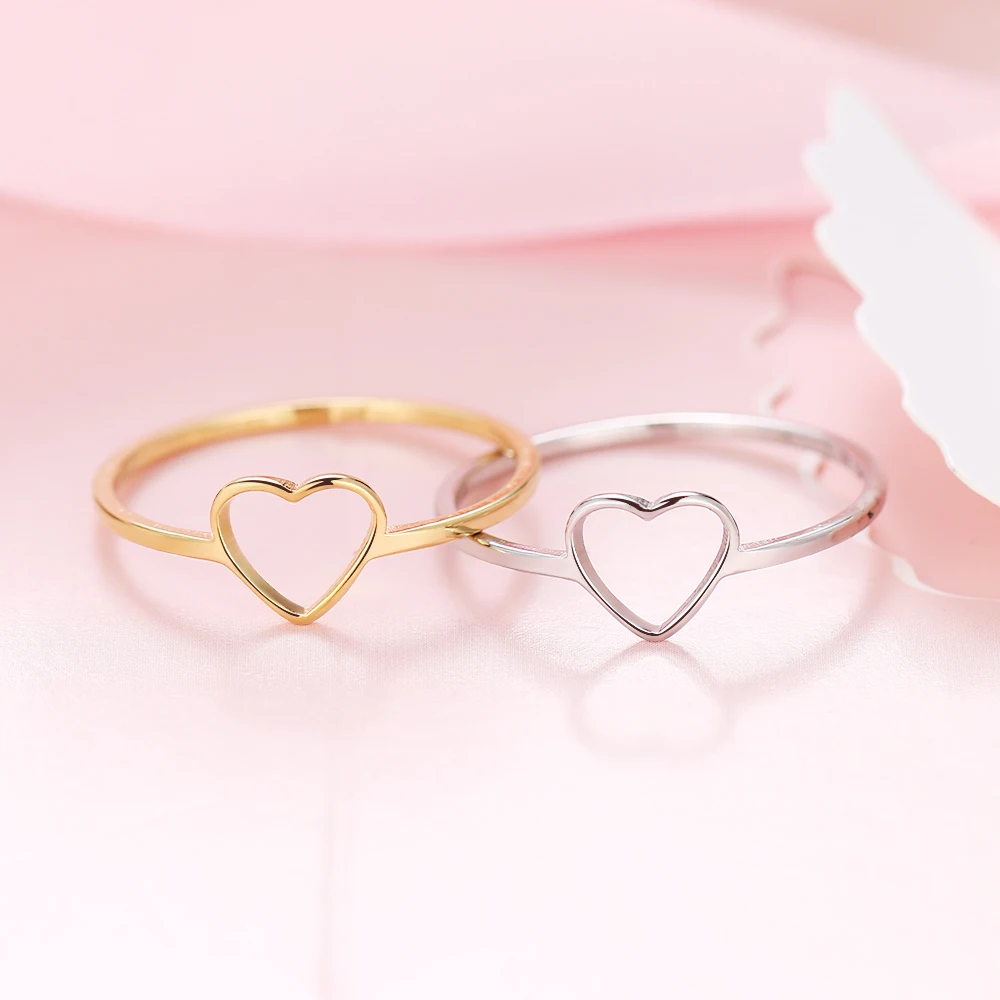 Stainless Steel Heart Shaped Wedding Rings for Woman Jewelry Gift