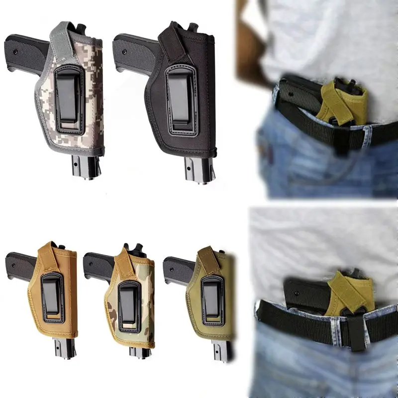 Molle Adjustable Tactical Holster Belt Holster Pistol Gun Holster Pouch with Light Pocket Right Handed for Glock 17 19 22 23 31