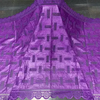 

New Design Embroidered lace fabric High Quality purple bazin brode With stones Guipure Lace Fabric F3777
