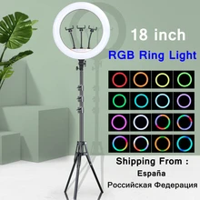  Photo Studio 18 inch RGB LED Ring Light Profession Round Photography Ringlight Phone Ring Lamp For Recording Youtube Makeup 