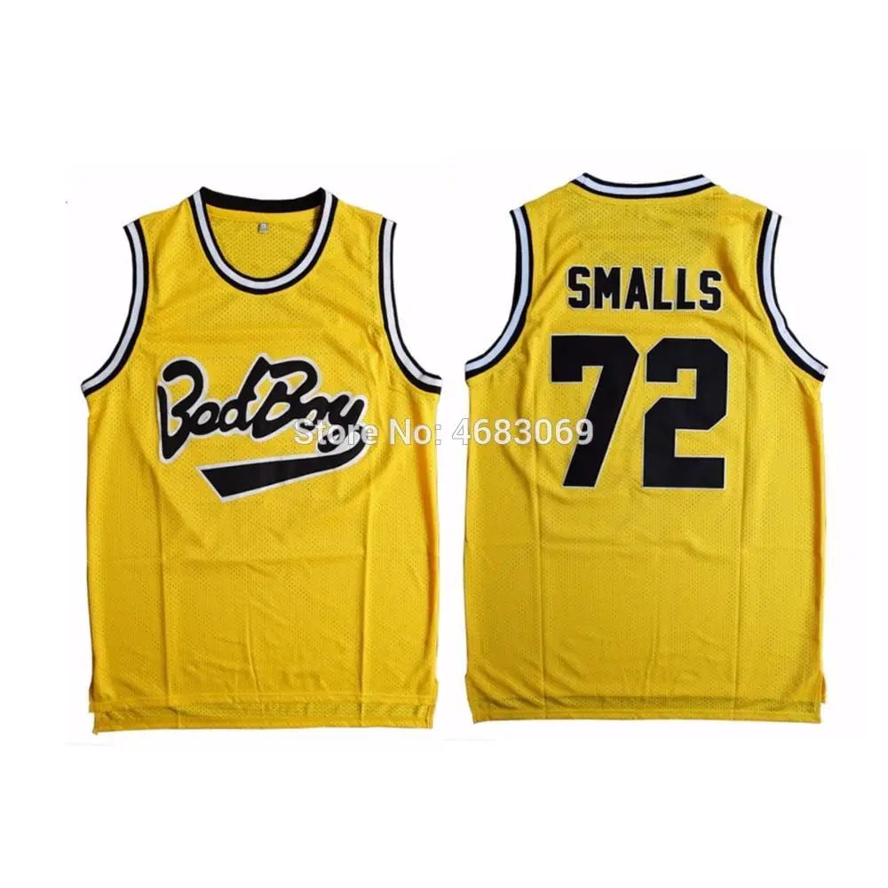 

Costume Jersey #72 SMALLS Yellow Notorious Smalls Men Biggie Bad boy Movie Jerseys Throwback Stitched Number Hip Hop Tank Tops
