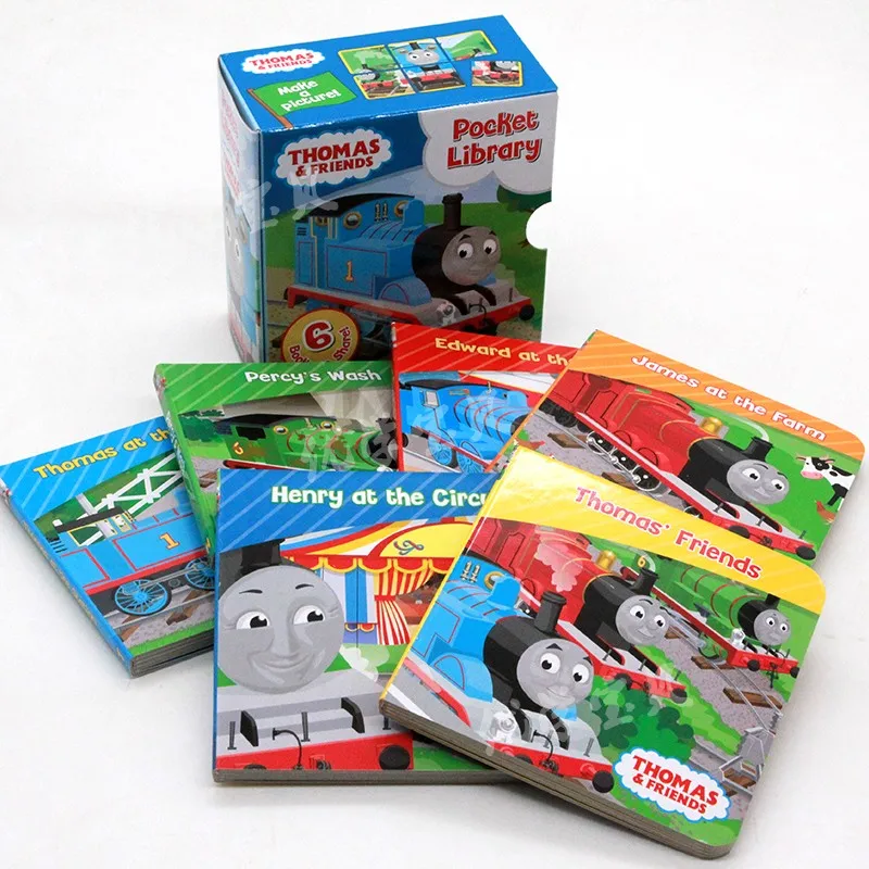 

6books/set English Board Books for Children Thomas and Friends Pocket Library Story Books for Kids Book Set Learning Toy