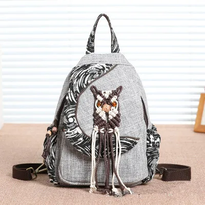 New national string appliques women shopping backpacks!Nice Striped embossing lady multi-use backrack All-match canvas backruck - Цвет: 1