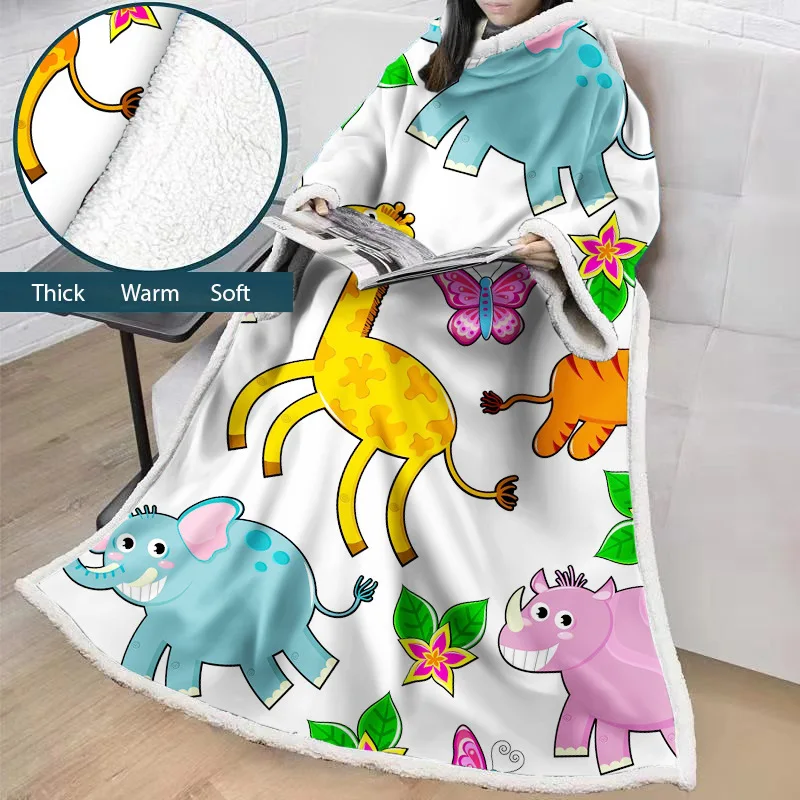 Blanket12 Плотное Флисовое одеяло с рисунком динозавра из мультфильма, с рукавами, для взрослых, детей, уютное, для путешествий, теплое, плюшевое, зимнее, ленивое, одеяло для дивана - Цвет: Blanket12