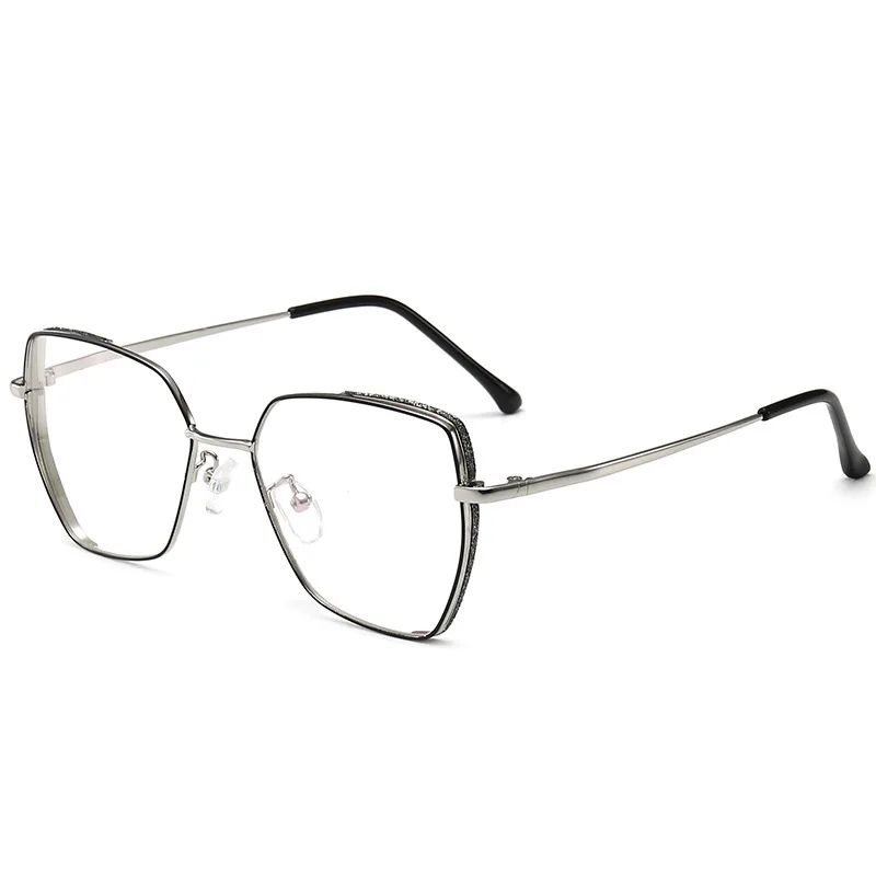 46177 анти-синий светильник, полигон, ретро очки, оправа для мужчин и женщин, оптические модные компьютерные очки - Цвет оправы: C2 black silver