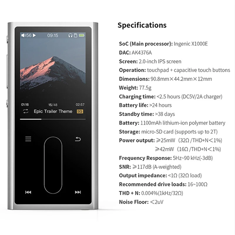 Портативный музыкальный плеер FIIO M3K Mini Hi Res звук без потерь MP3 FlAC спортивный