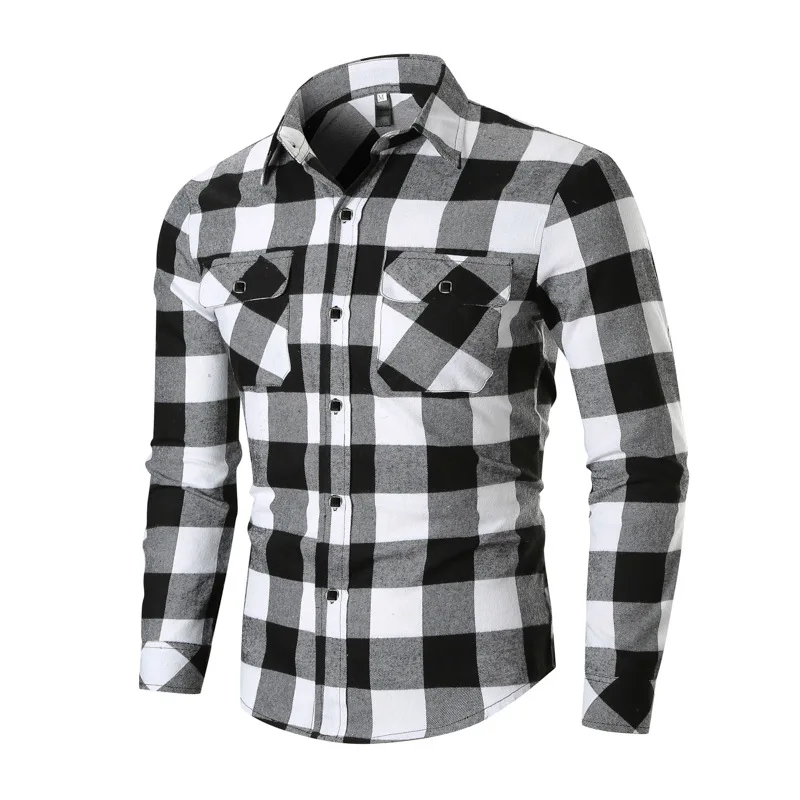 men's black and white buffalo plaid shirt