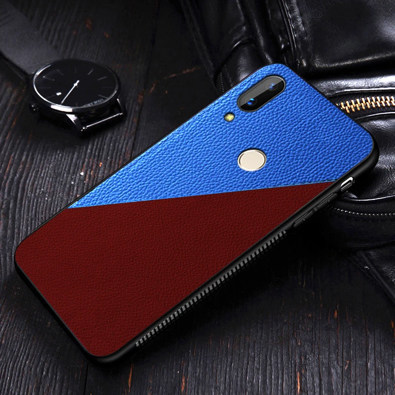 blue Чехол, для Xiaomi Redmi Note 7 pro Note7 7 S, персонализированный модный кожаный чехол с узором, силиконовый чехол, Роскошный чехол для бизнеса s - Цвет: blue