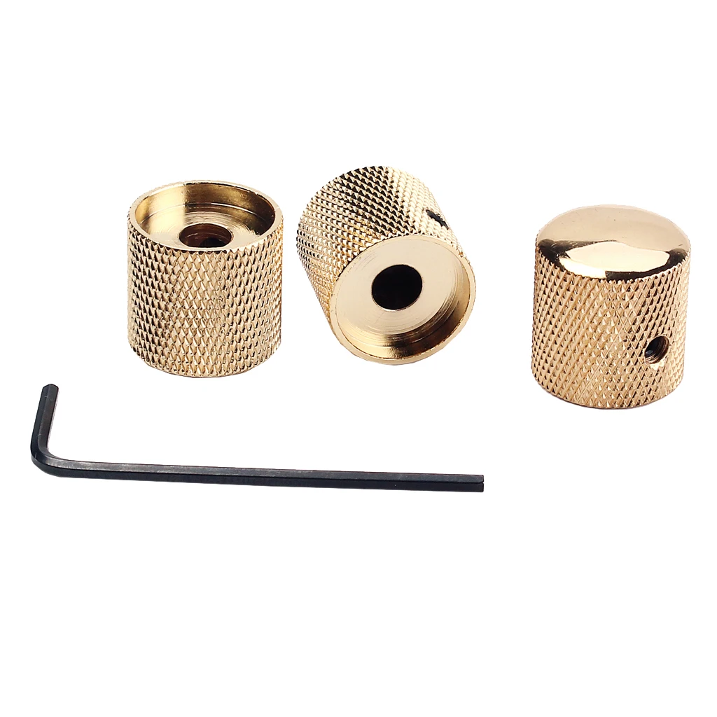 3 Pieces Professional Golden Metal Guitar Tone Volume Knob With Hole Guitar Part