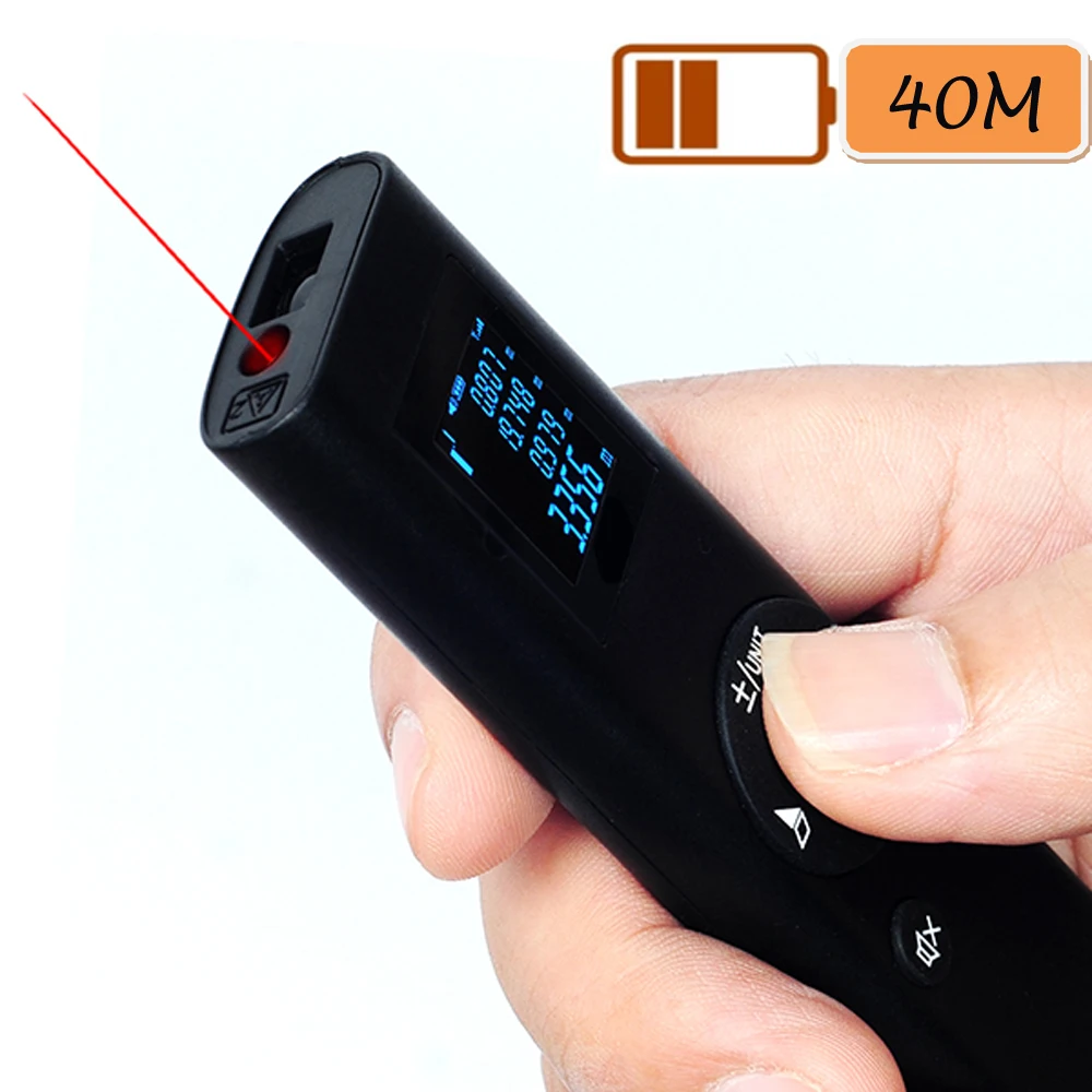 HIREED Портативный usb зарядка 40 м умный цифровой лазерный дальномер Мини Ручной измеритель расстояния