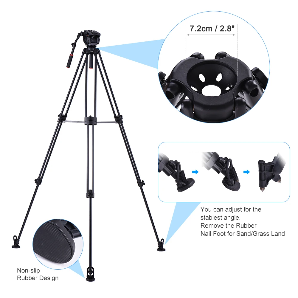 Kingjoy VT-3500 197 см/6.5ft камера видеокамера штатив для sony A7 A7II A7RII ILDC видео студия фотографии плёнки