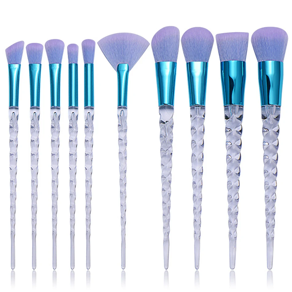 Sky Blue 10 шт. набор кистей для макияжа Maquiagem основа для макияжа Пудра Косметические румяна тени для век бровей кисти для женщин Красота Блеск Макияж инструменты - Handle Color: Sky Blue