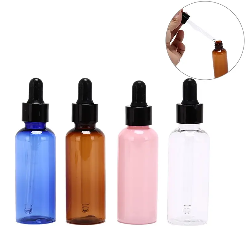 50ml/bottle Dropper Empty PET Dropper Oil Essential Bottle In Refillable Drop Liquid Pipette Bottles