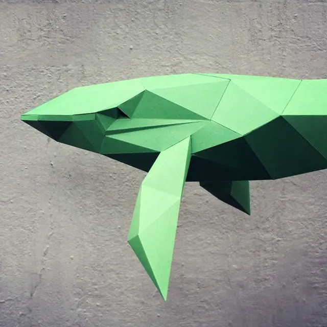 3D Hanging Whale Handmade Origami Animal Paper Model DIY Creative Low Poly Papercraft Puzzles Educational Toy Wall Decoration 4