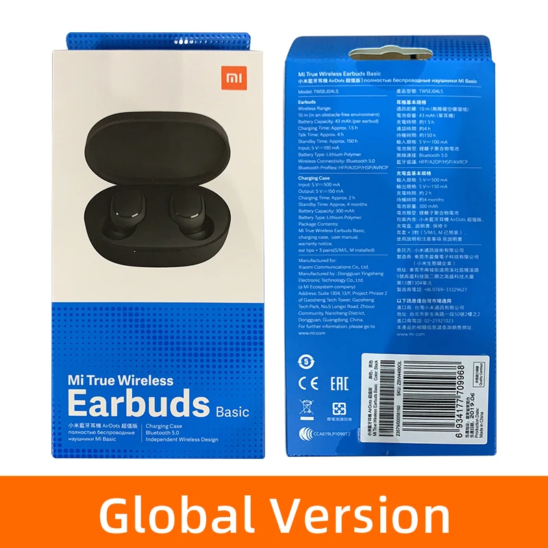 Xiaomi Redmi AirDots вкладыши Bluetooth 5,0 Зарядка Наушники Беспроводные бас стерео наушники с микрофоном Handsfree наушники AI управление