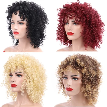 

XUANGUANG Medium Curly Wigs Chemical fiber Synthetic Wigs Suitable For Black Women High Temperature Resistance