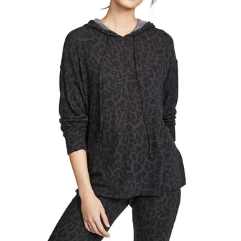 

Leopard Long Sleeve Hoodies Women Print Loose Hooded Pullover Tops Sweatshirt Autumn Winter Casual Clothes