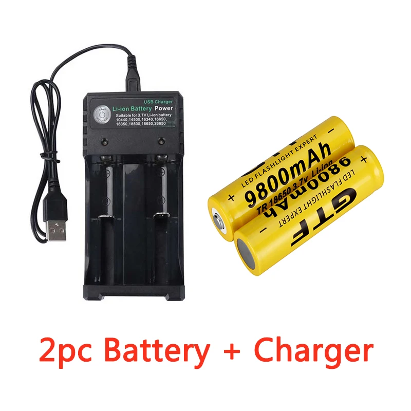 

GTF 18650 battery 3.7V 9800mAh rechargeable liion battery 2/4/8pcs li-ion Battery + 2 Slots 3.7V 18650 USB charger