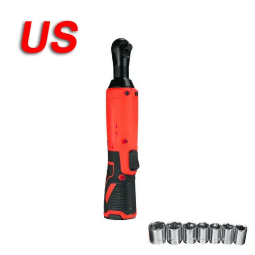 

12V 3/8 230RPM AU/US/UK/EU Electric Cordless Right Angle Ratchet Wrench Rechargeable Wrench Set Spanner