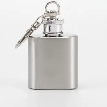 

1oz Mini Hip Flask Strap Stainless Steel Metal Portable Pocket Flagon Alcohol Wine Bottle With Keychain LX1330