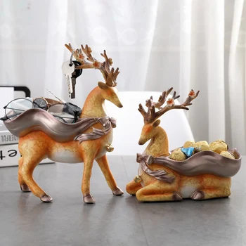 

Resin Deer Statue Figurine Animal Ornament Wedding Gift Home Decor Crafts Office Livingroom Figurines JS23