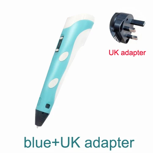 Blue-UK adapter Регулируемая печать детей развивающие игрушки DIY светодиодный экран ABS креативный подарок Живопись Дизайн 0,7 мм диаметр наконечника 3D Ручка - Цвет: Blue-UK adapter