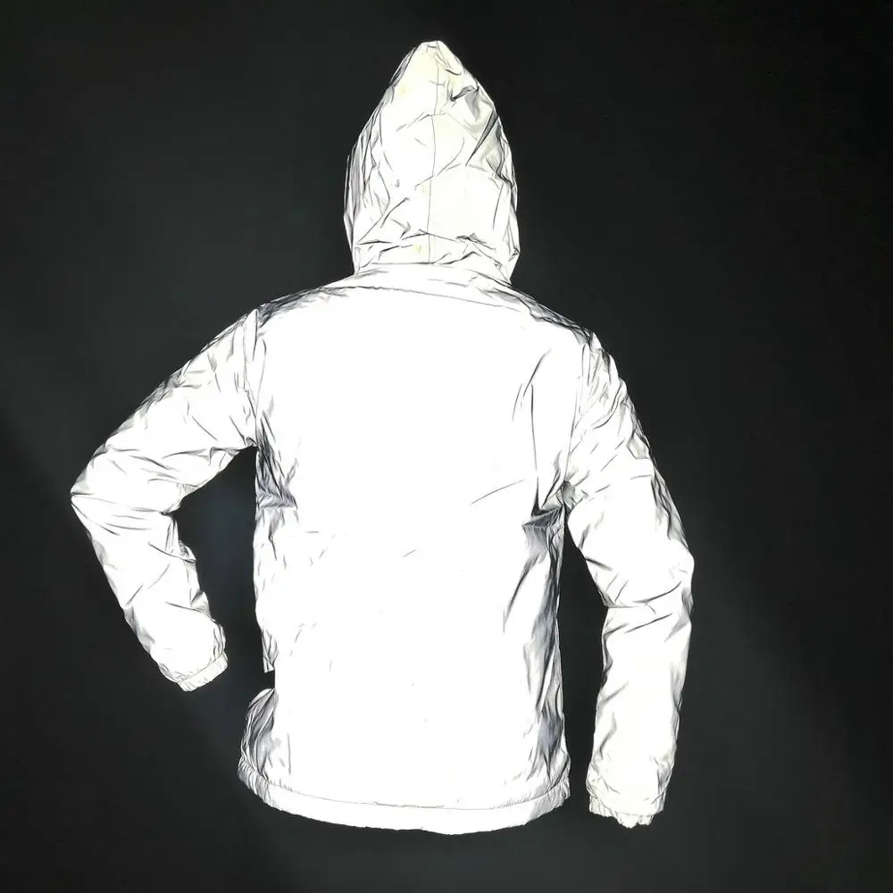 Very best  Winter Thicken 3M Reflective Light Men Jacket Women Plus Velvet Jackets Hip Hop Streetwear Skateboa