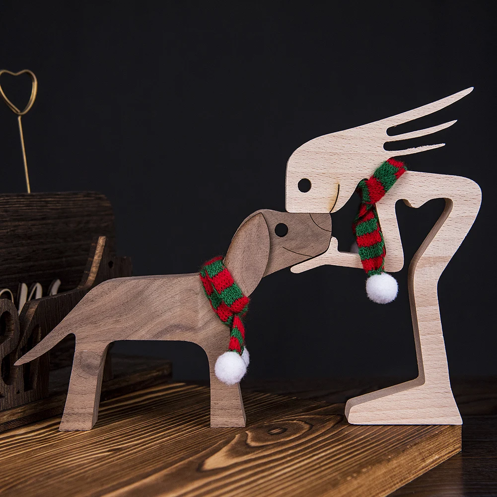 Pet Decorations Craft Wooden Dog Cat Doll Ornaments Carved Model Home Office Ornaments Creative Love Pets Dropshipping