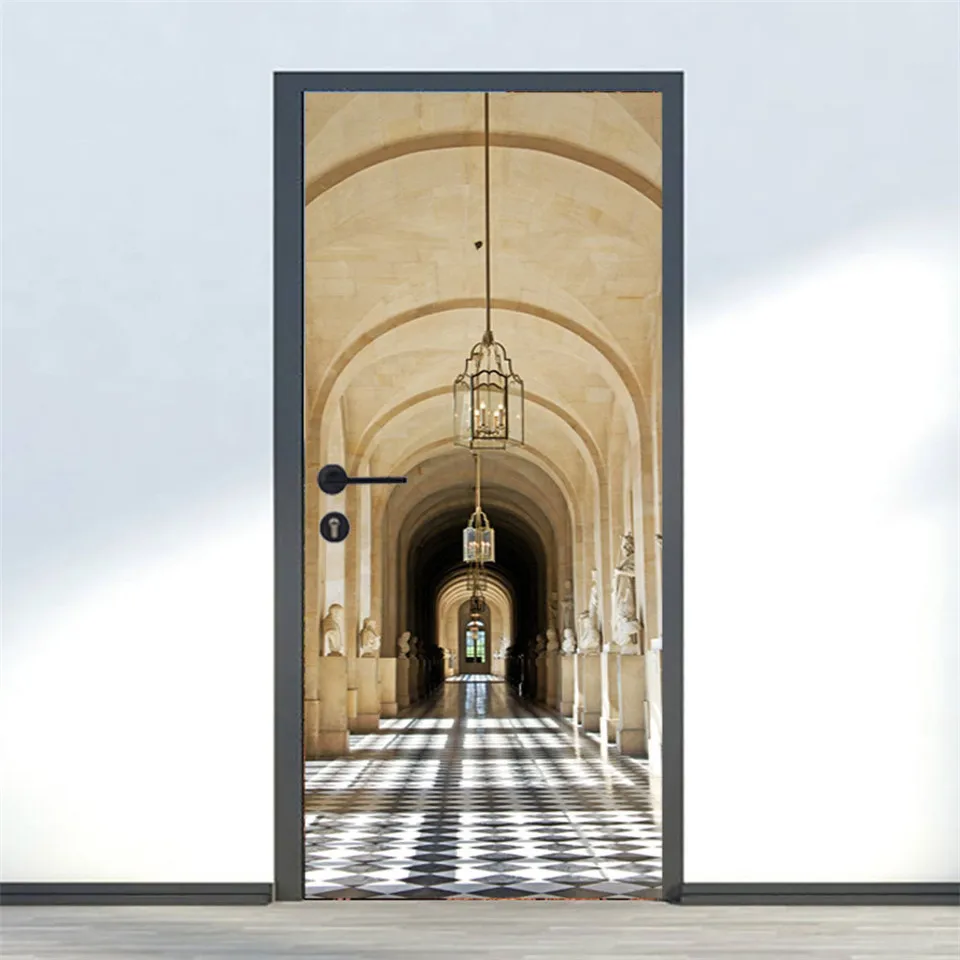 2 шт./компл. Роскошные дворцовые двери стикер водонепроницаемый съемный DIY пилинг