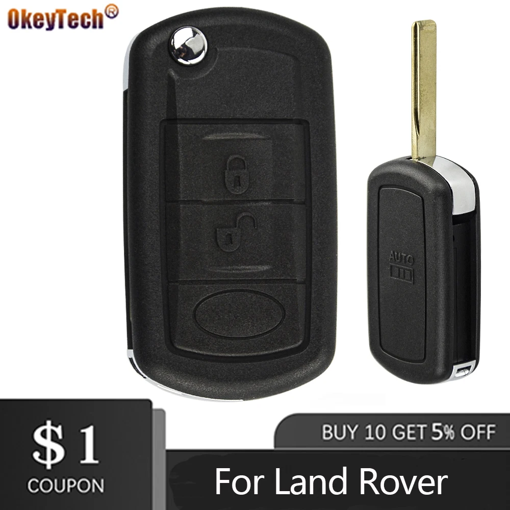 OkeyTech для Landrover автомобильный чехол для ключей откидной складной чехол для дистанционного ключа брелок 3 кнопки для LAND ROVER Range Rover Sport LR3 Discovery