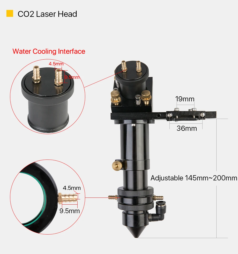 Cloudray CO2 лазерная головка набор с водяным охлаждением интерфейс Зеркало Dia. 30/диаметр объектива. 25 FL 63,5 и 101,6 интегративный держатель
