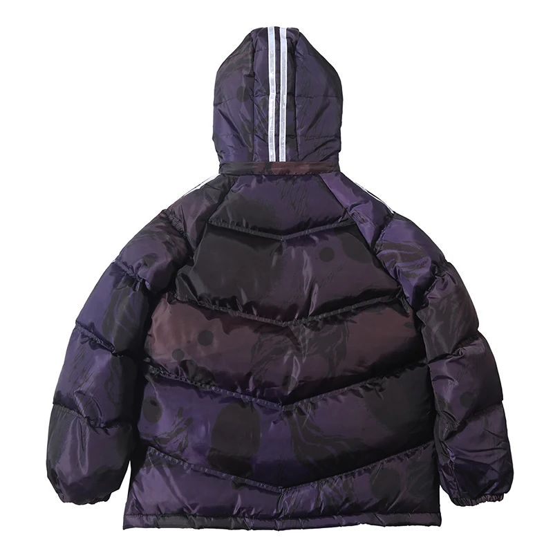 Светоотражающая полосатая Куртка парка с чернильным принтом граффити Мужская зимняя ветровка с капюшоном уличная стеганая куртка пальто теплая верхняя одежда