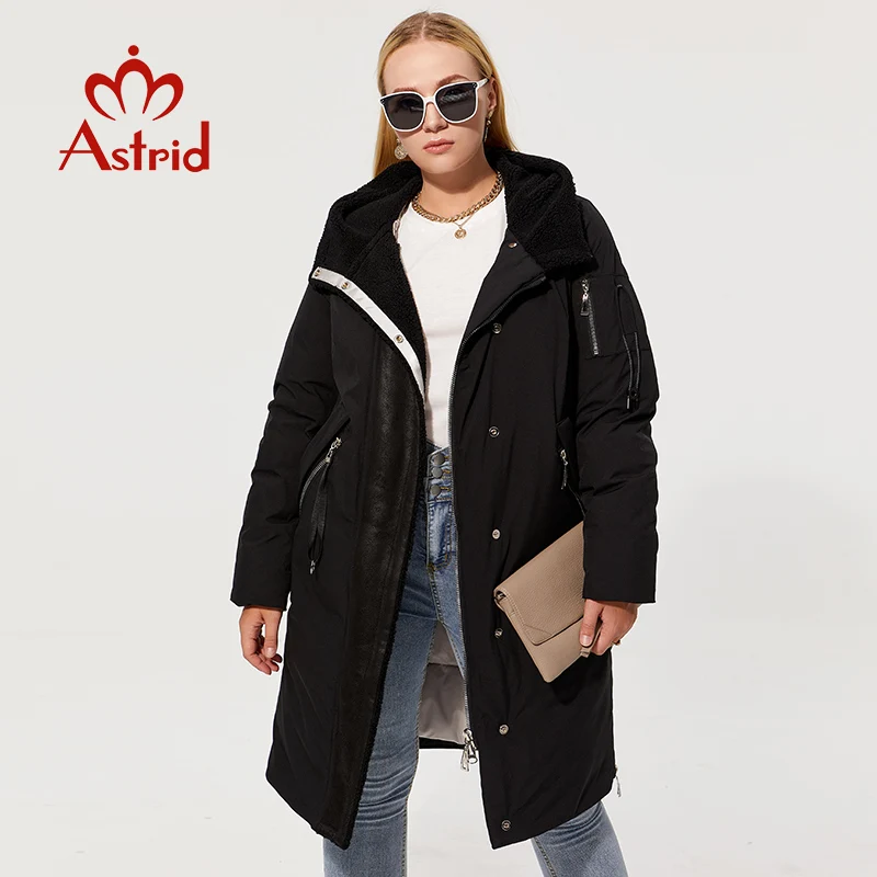 

Astrid 2022 зимние женские парки больших размеров модные толстые хлопковые теплые длинные куртки женские пальто с капюшоном кожаная верхняя одежда